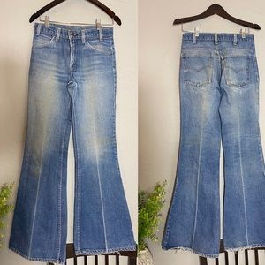 Levi’s Vintage orange tab high rise  bell bottom 70s jean.  I never wore them